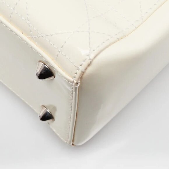 Christian Dior Dark White Cannage Quilted Patent Leather Large Lady Dior Bag - Picture 4 of 12